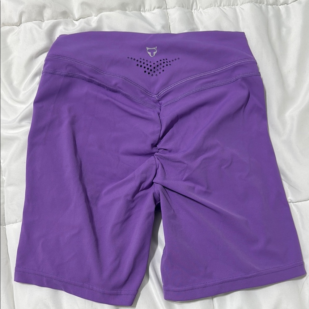 Amazon Purple Athletic Shorts with Ruched Detail